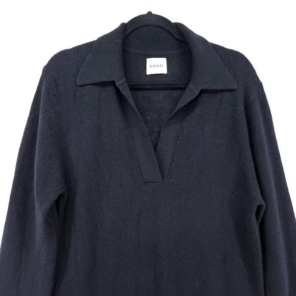 KHAITE Jo Cashmere Longline Sweater Size Small Black Designer Minimalist Tunic - Picture 10 of 16